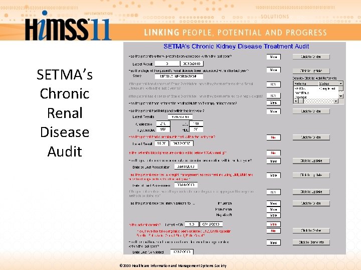 SETMA’s Chronic Renal Disease Audit © 2010 Healthcare Information and Management Systems Society 
