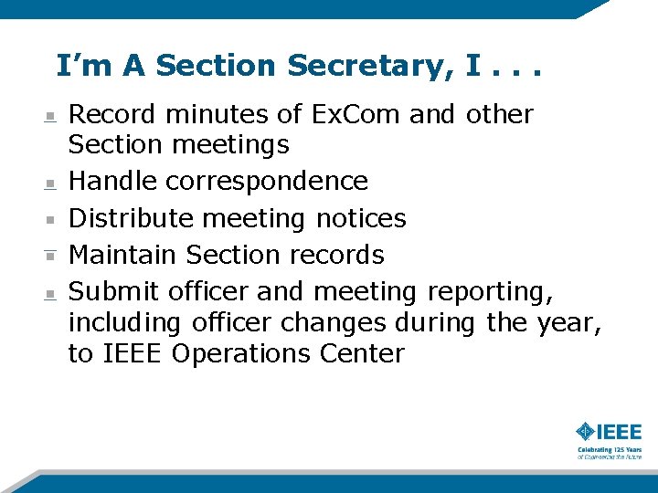 I’m A Section Secretary, I. . . Record minutes of Ex. Com and other I’m A Section Secretary, I. . . Record minutes of Ex. Com and other