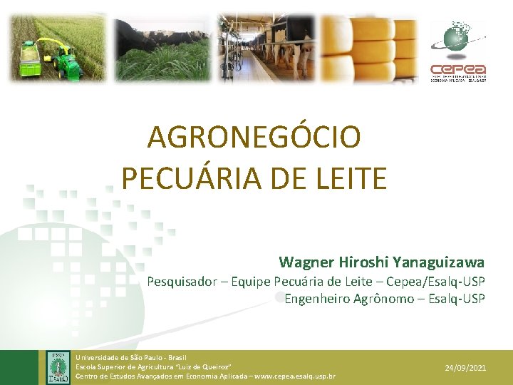 AGRONEGÓCIO PECUÁRIA DE LEITE Wagner Hiroshi Yanaguizawa Pesquisador – Equipe Pecuária de Leite –