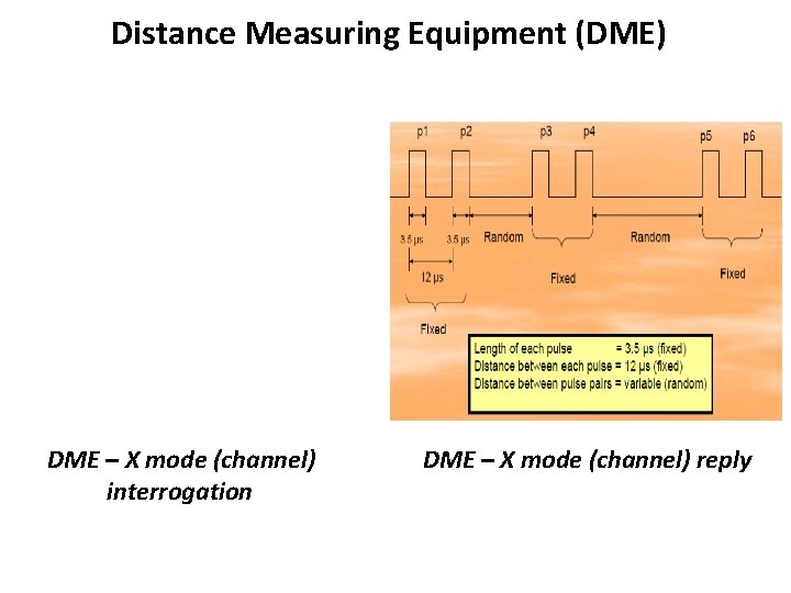Distance Measuring Equipment (DME) DME – X mode (channel) interrogation DME – X mode