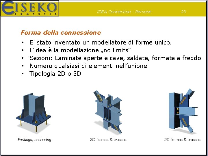 IDEA Connection - Persone 23 Forma della connessione • • • E’ stato inventato