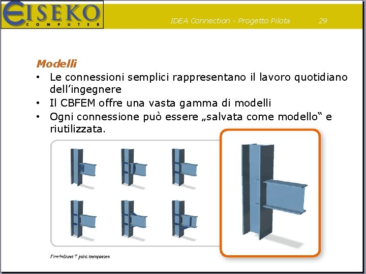 IDEA Connection - Progetto Pilota 29 Modelli • Le connessioni semplici rappresentano il lavoro