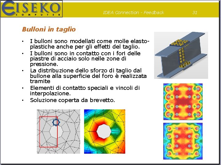 IDEA Connection - Feedback Bulloni in taglio • • • I bulloni sono modellati