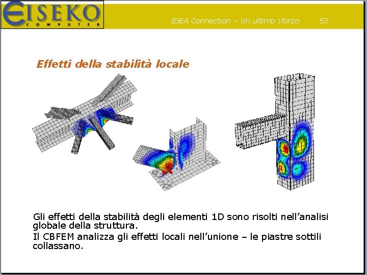 IDEA Connection – Un ultimo sforzo 53 Effetti della stabilità locale Gli effetti della