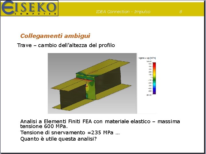 IDEA Connection - Impulso 8 Collegamenti ambigui Trave – cambio dell’altezza del profilo Analisi