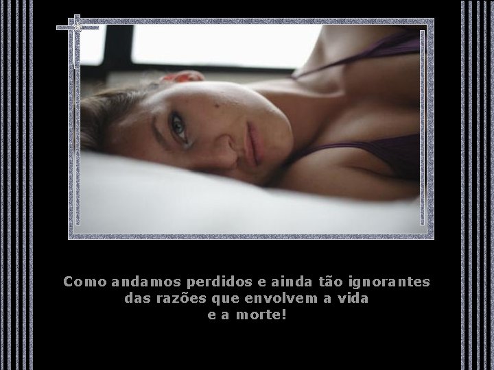 Como andamos perdidos e ainda tão ignorantes das razões que envolvem a vida e