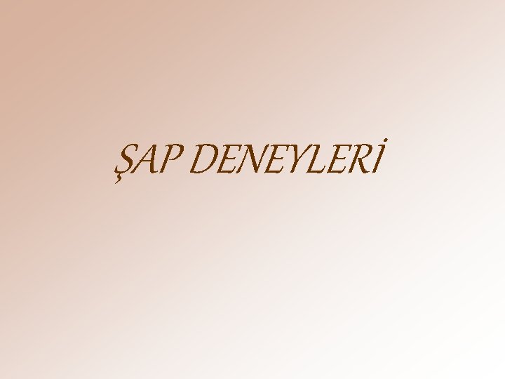 ŞAP DENEYLERİ 