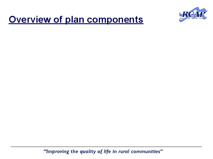 Overview of plan components Overview of plan components