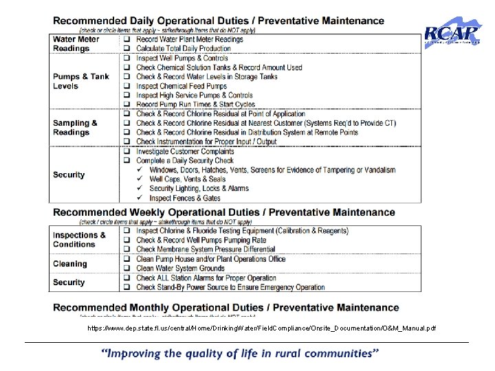 https: //www. dep. state. fl. us/central/Home/Drinking. Water/Field. Compliance/Onsite_Documentation/O&M_Manual. pdf https: //www. dep. state. fl. us/central/Home/Drinking. Water/Field. Compliance/Onsite_Documentation/O&M_Manual. pdf