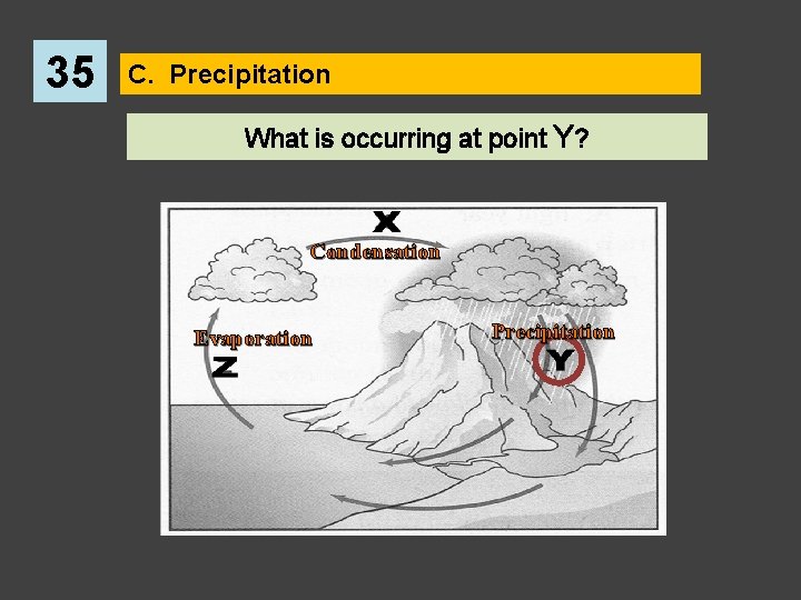 35 C. Precipitation What is occurring at point Y? Condensation Evaporation Precipitation 