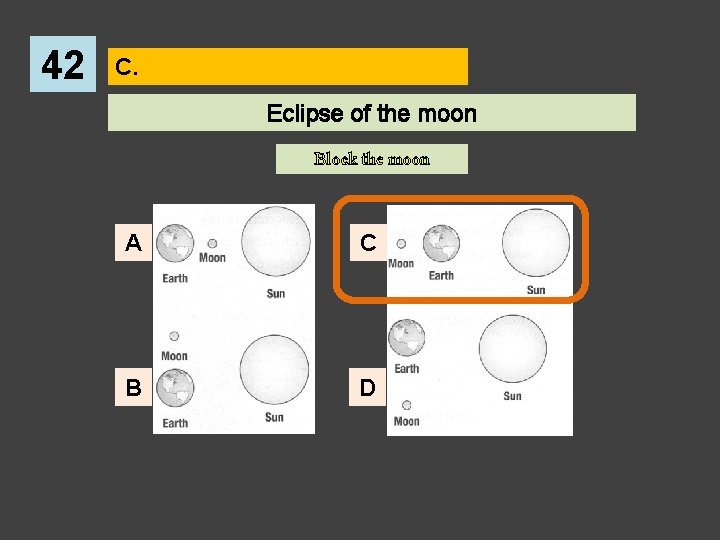 42 C. Eclipse of the moon Block the moon A C B D 