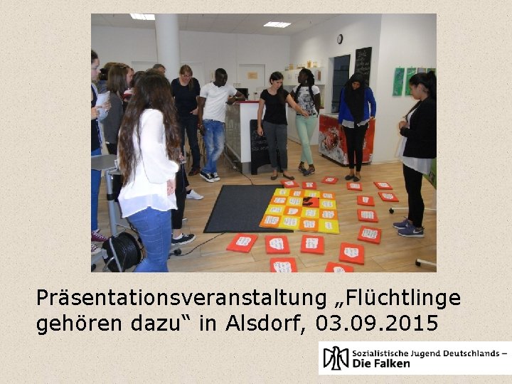 Präsentationsveranstaltung „Flüchtlinge gehören dazu“ in Alsdorf, 03. 09. 2015 