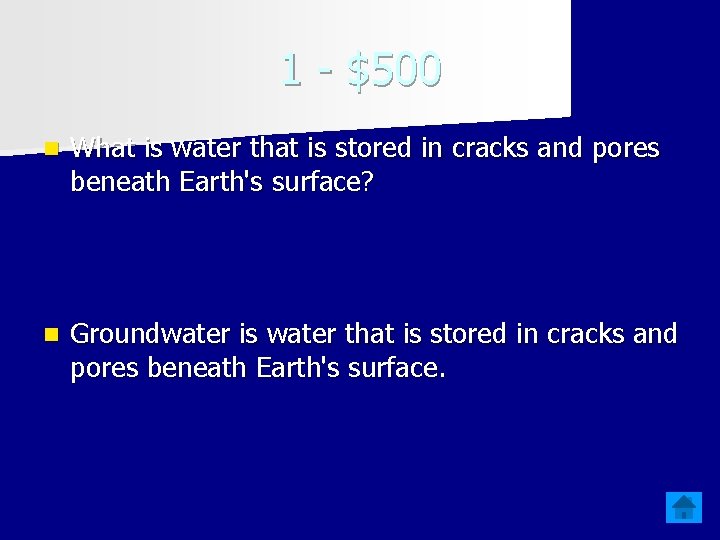 1 - $500 n What is water that is stored in cracks and pores