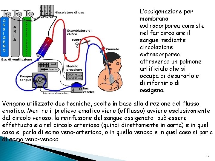 L’ossigenazione per membrana extracorporea consiste nel far circolare il sangue mediante circolazione extracorporea attraverso