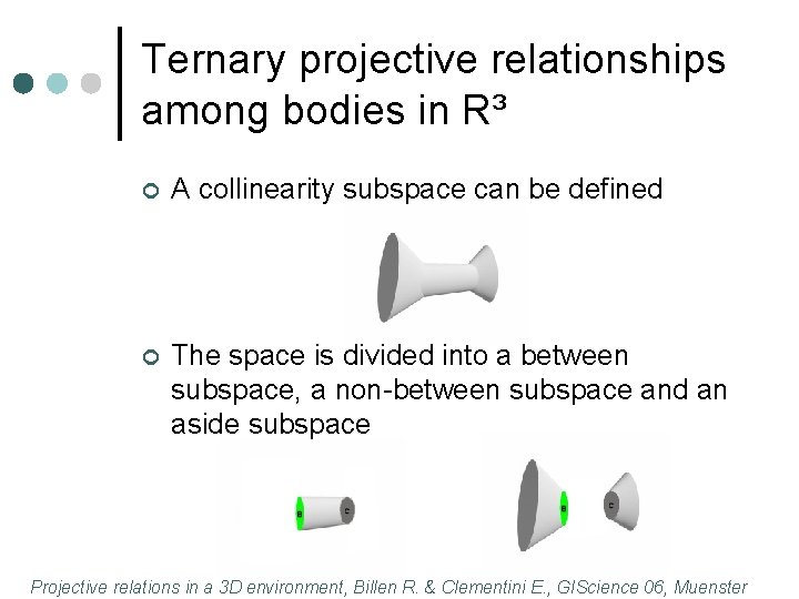 Ternary projective relationships among bodies in R³ ¢ A collinearity subspace can be defined