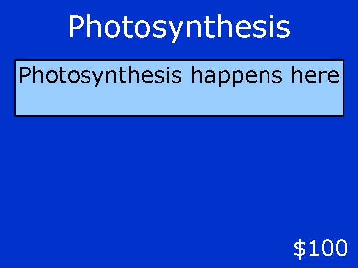 Photosynthesis happens here $100 