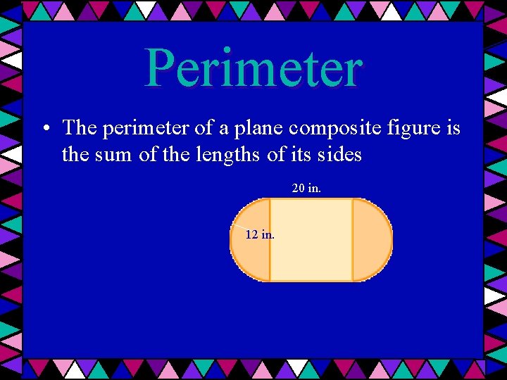 Perimeter • The perimeter of a plane composite figure is the sum of the