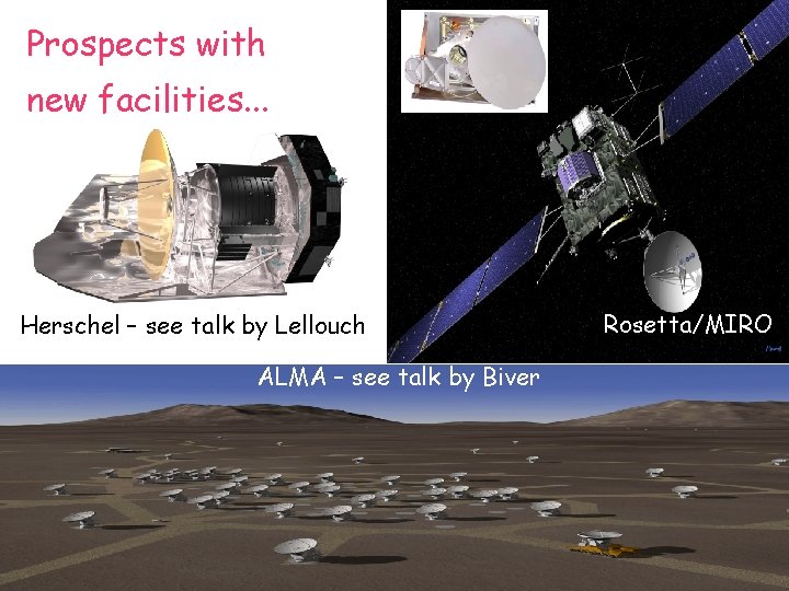 Prospects with new facilities. . . Herschel – see talk by Lellouch ALMA –