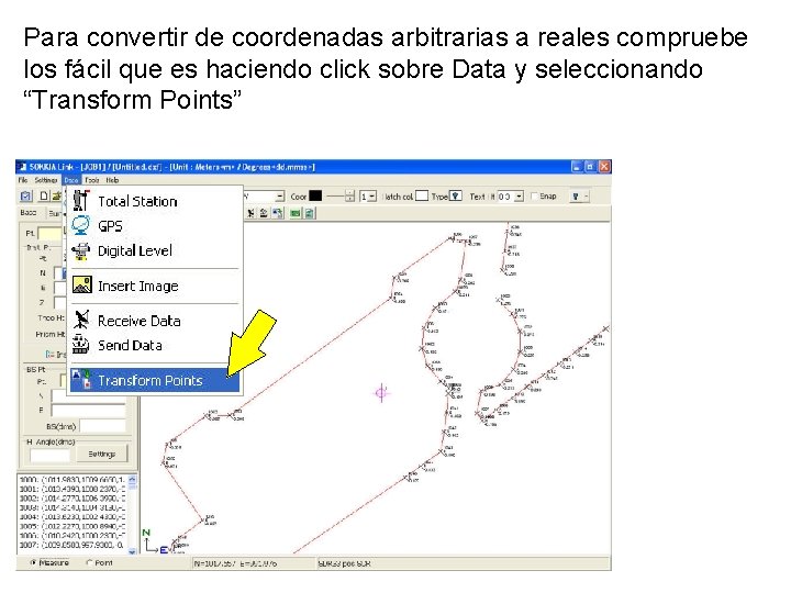 Para convertir de coordenadas arbitrarias a reales compruebe los fácil que es haciendo click