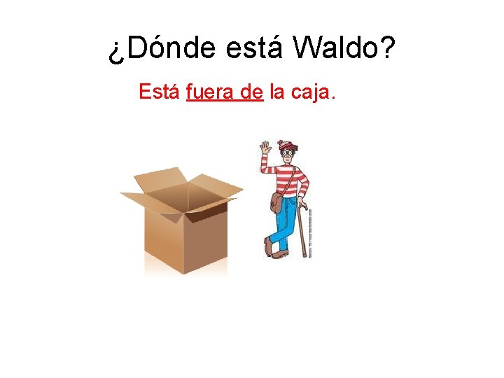 ¿Dónde está Waldo? Está fuera de la caja. 