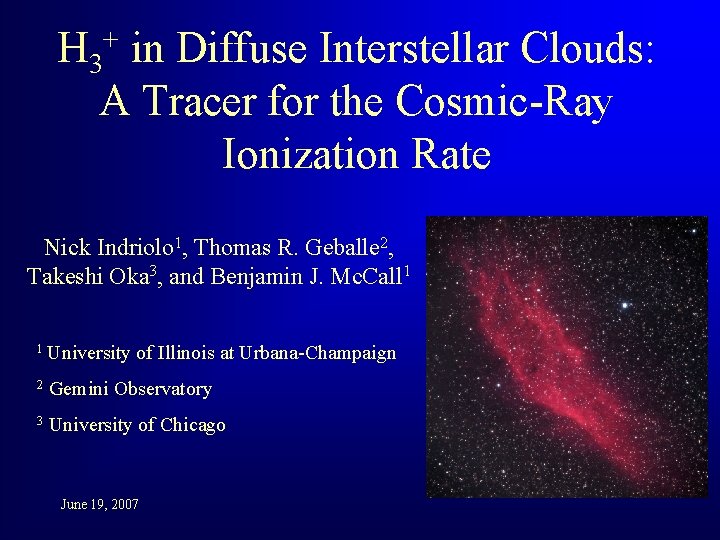 H 3+ in Diffuse Interstellar Clouds: A Tracer for the Cosmic-Ray Ionization Rate Nick