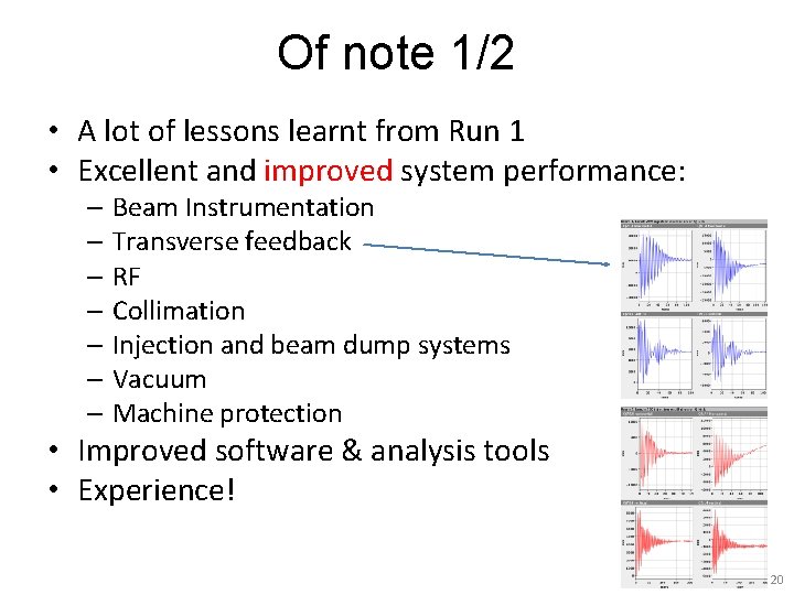 Of note 1/2 • A lot of lessons learnt from Run 1 • Excellent