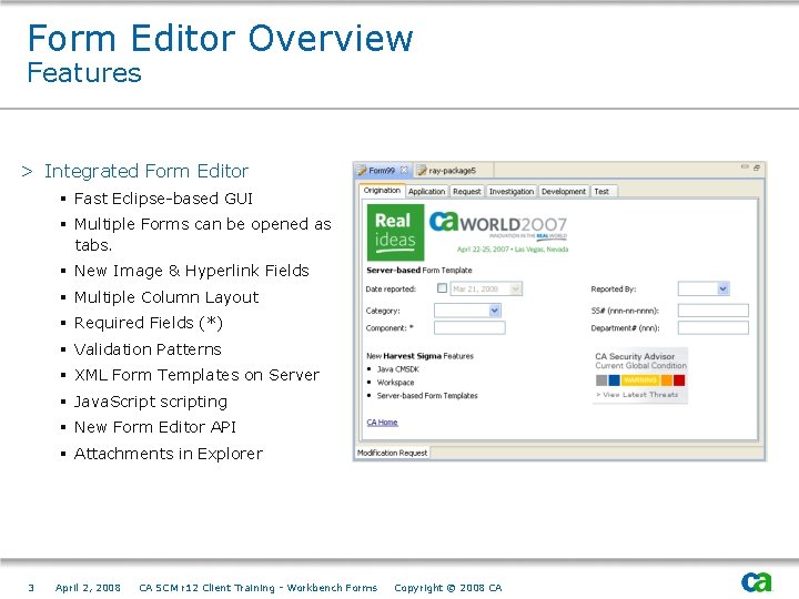 CA SCM r 12 Client Training Workbench Forms