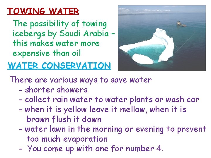 TOWING WATER The possibility of towing icebergs by Saudi Arabia – this makes water