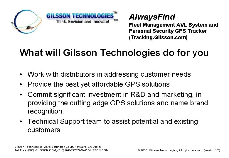 Always. Find Fleet Management AVL System and Personal Security GPS Tracker (Tracking. Gilsson. com)