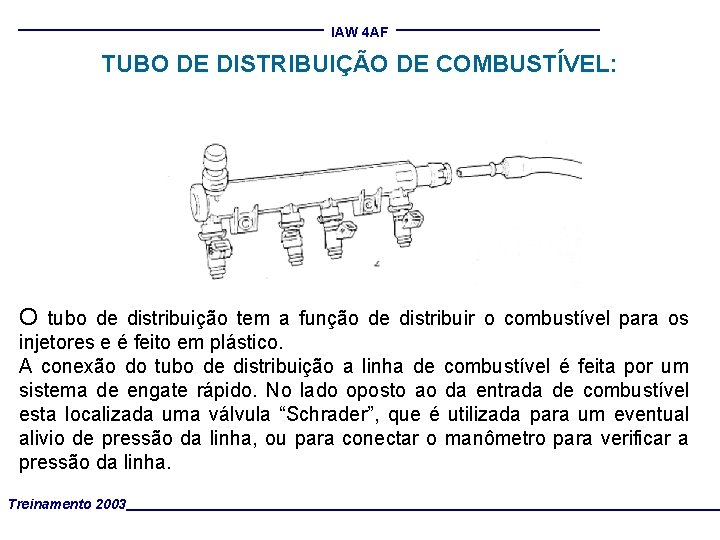 IAW 4 AF TUBO DE DISTRIBUIÇÃO DE COMBUSTÍVEL: O tubo de distribuição tem a