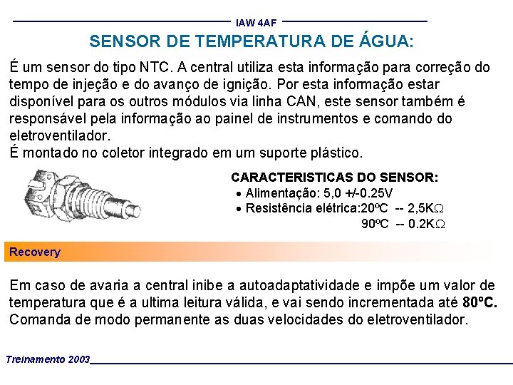 IAW 4 AF SENSOR DE TEMPERATURA DE ÁGUA: É um sensor do tipo NTC.