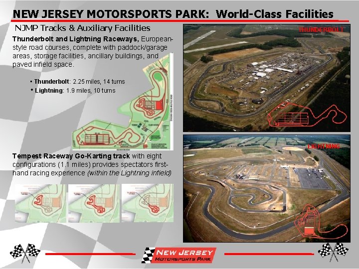 NEW JERSEY MOTORSPORTS PARK: World-Class Facilities NJMP Tracks & Auxiliary Facilities THUNDERBOLT Thunderbolt and