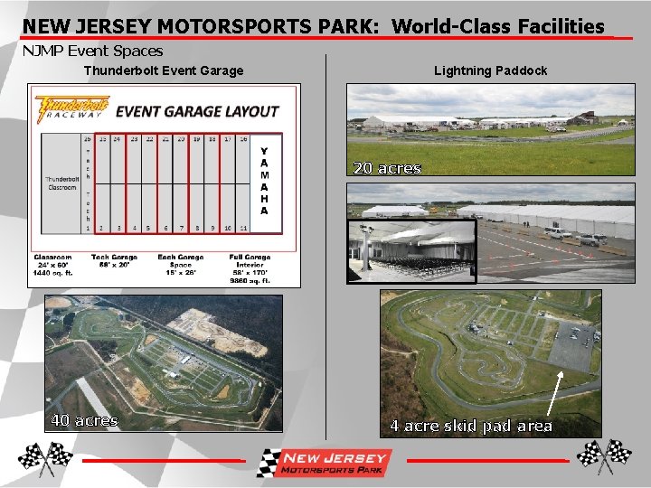 NEW JERSEY MOTORSPORTS PARK: World-Class Facilities NJMP Event Spaces Thunderbolt Event Garage Lightning Paddock