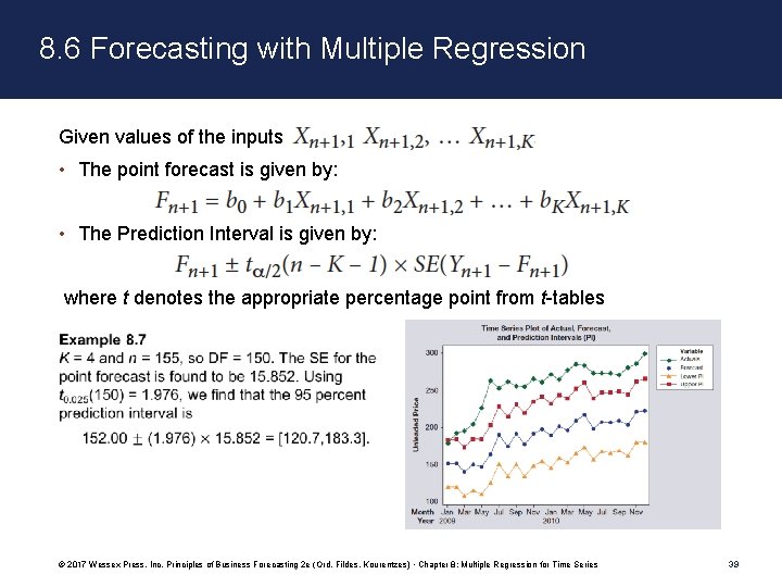 8. 6 Forecasting with Multiple Regression Given values of the inputs • The point