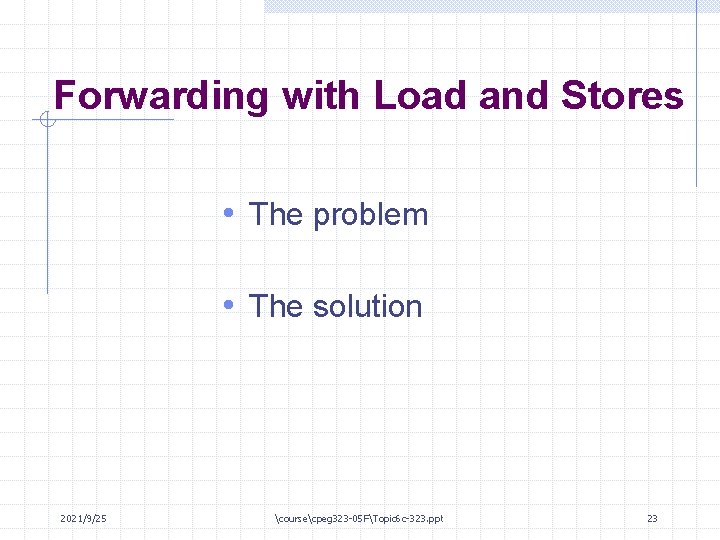 Forwarding with Load and Stores • The problem • The solution 2021/9/25 coursecpeg 323