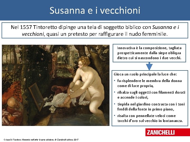 Susanna e i vecchioni Nel 1557 Tintoretto dipinge una tela di soggetto biblico con
