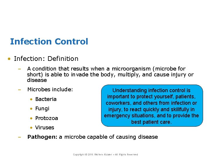 Infection Control • Infection: Definition – A condition that results when a microorganism (microbe Infection Control • Infection: Definition – A condition that results when a microorganism (microbe