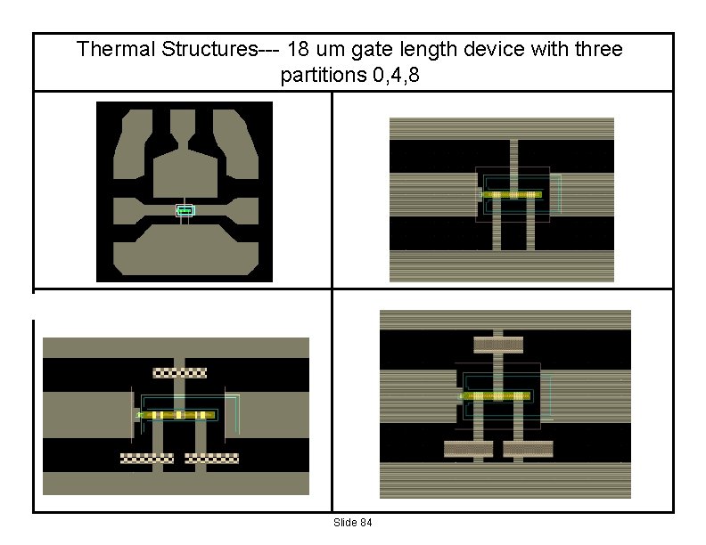 Thermal Structures--- 18 um gate length device with three partitions 0, 4, 8 Slide
