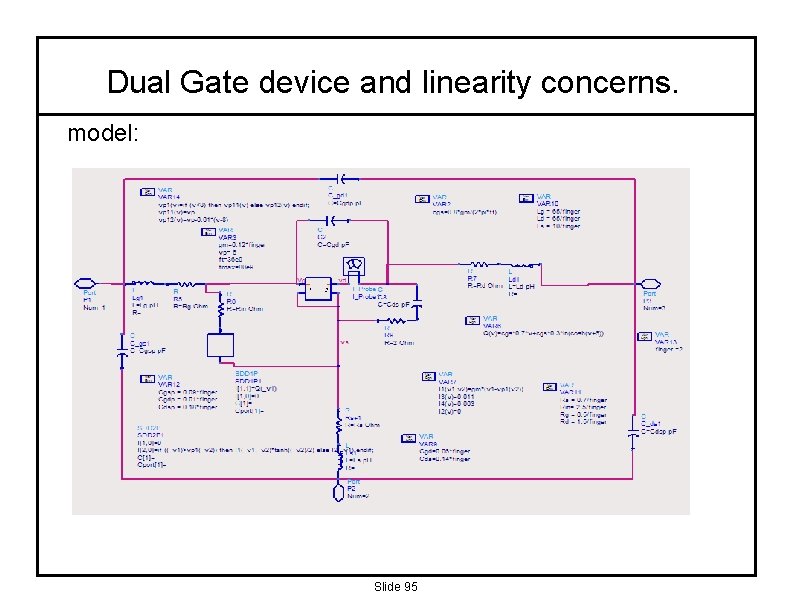 Dual Gate device and linearity concerns. model: Slide 95 