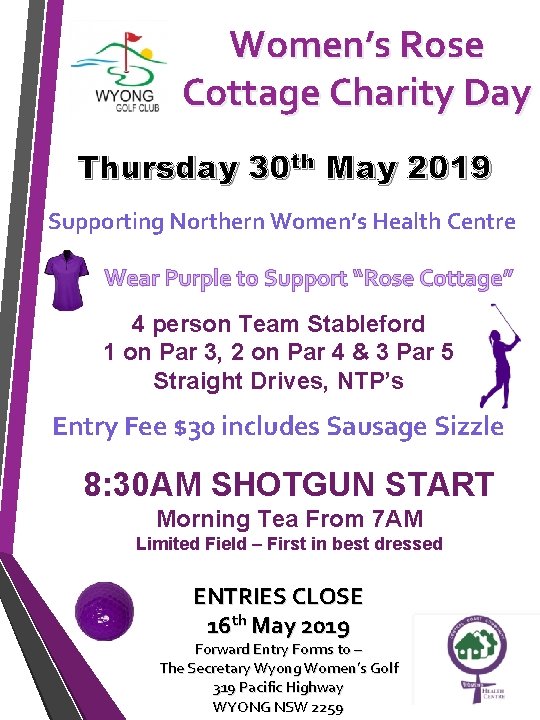 Womens Rose Cottage Charity Day Thursday 30 th