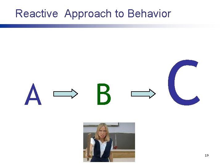 Reactive Approach to Behavior A B C 19 