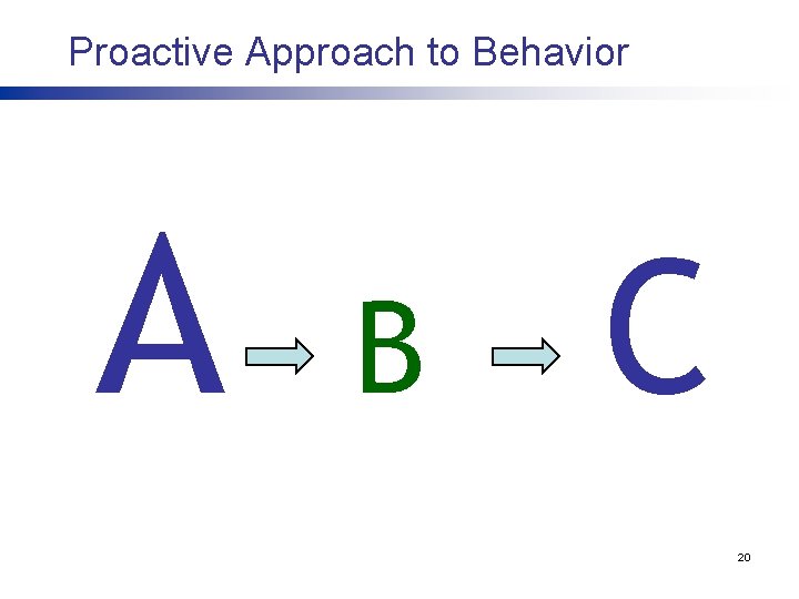 Proactive Approach to Behavior A B C 20 