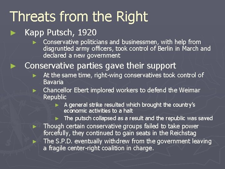 Threats from the Right ► Kapp Putsch, 1920 ► ► Conservative politicians and businessmen,