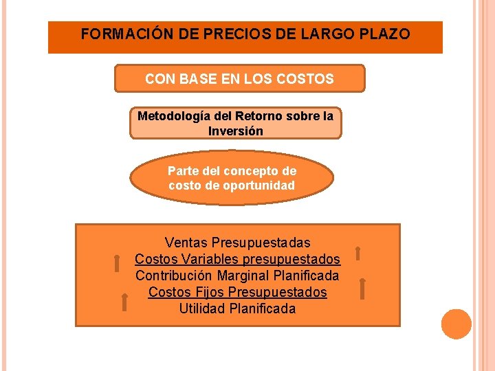 FORMACIÓN DE PRECIOS DE LARGO PLAZO CON BASE EN LOS COSTOS Metodología del Retorno