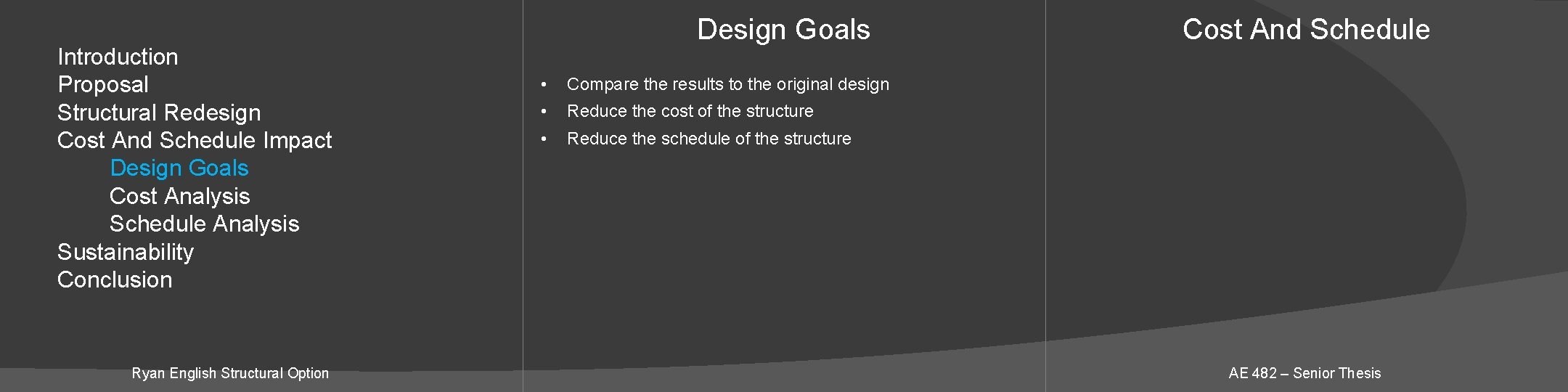 Introduction Proposal Structural Redesign Cost And Schedule Impact Design Goals Cost Analysis Schedule Analysis