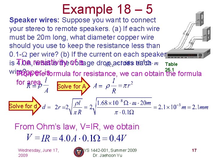 Example 18 – 5 Speaker wires: Suppose you want to connect your stereo to