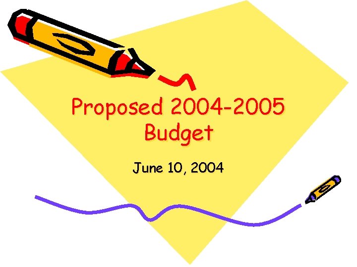 Proposed 2004 -2005 Budget June 10, 2004 