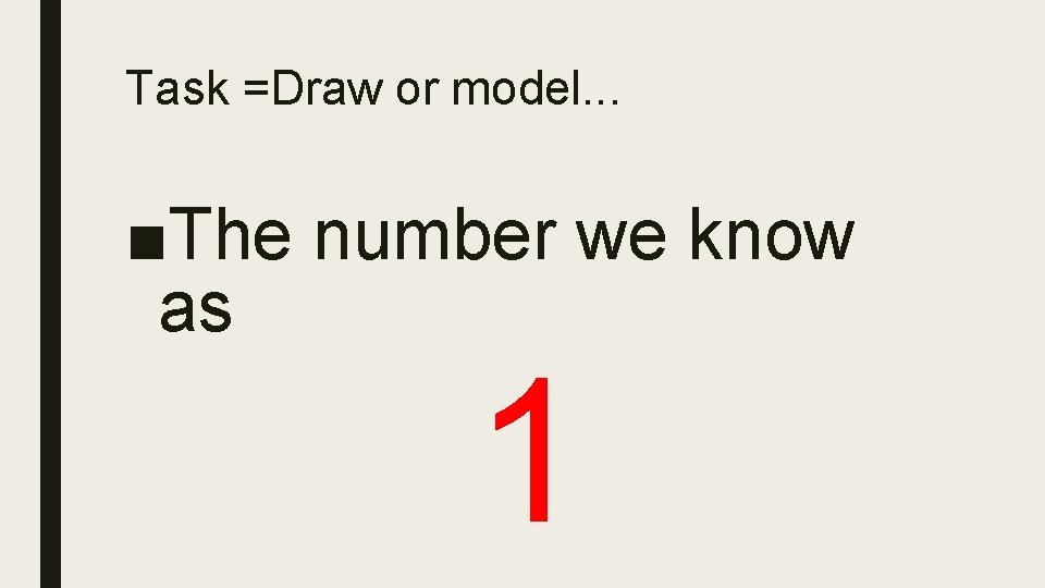 Task =Draw or model. . . ■The number we know as 1 