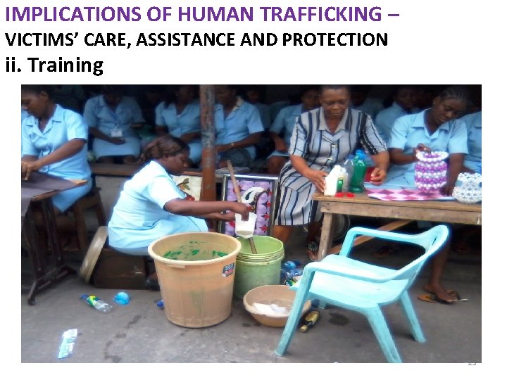 IMPLICATIONS OF HUMAN TRAFFICKING – VICTIMS’ CARE, ASSISTANCE AND PROTECTION ii. Training 23 