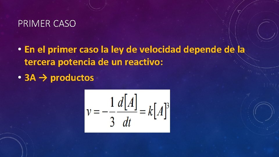 PRIMER CASO • En el primer caso la ley de velocidad depende de la PRIMER CASO • En el primer caso la ley de velocidad depende de la